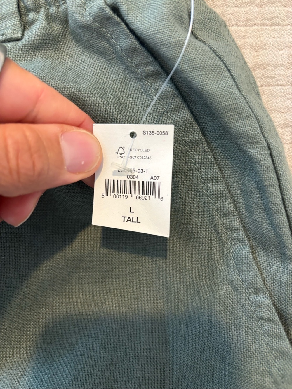 GAP Olive Green Linen Blend Straight-Leg Elastic-Waist Zip Fly Pants Comfort LT - Picture 7 of 12